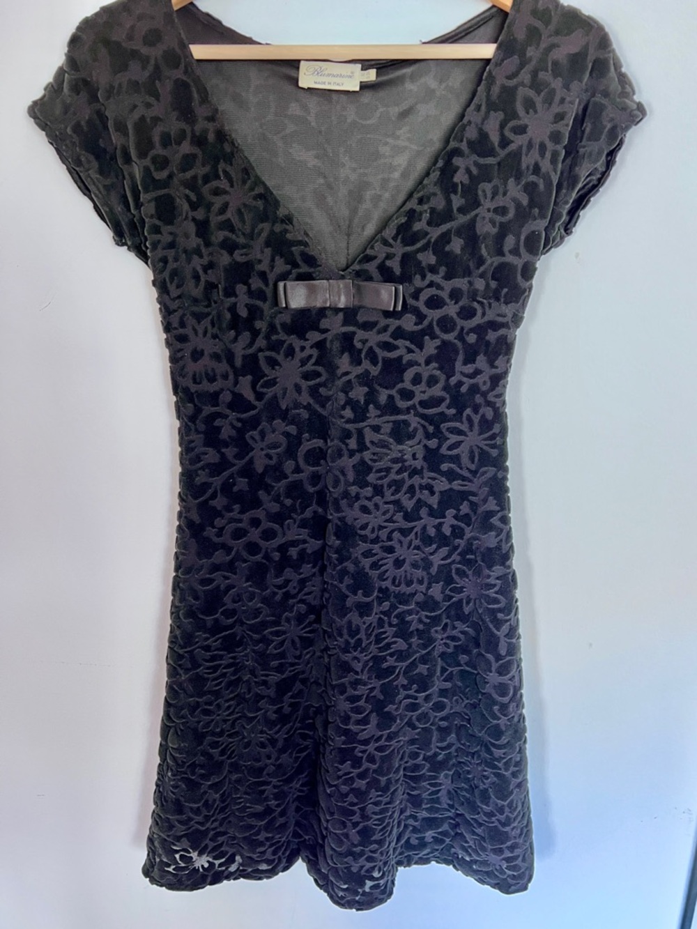90s Blumarine Mini Dress Fit&Flair V neck bow Y2K spring/summer 26 vibes Italy S